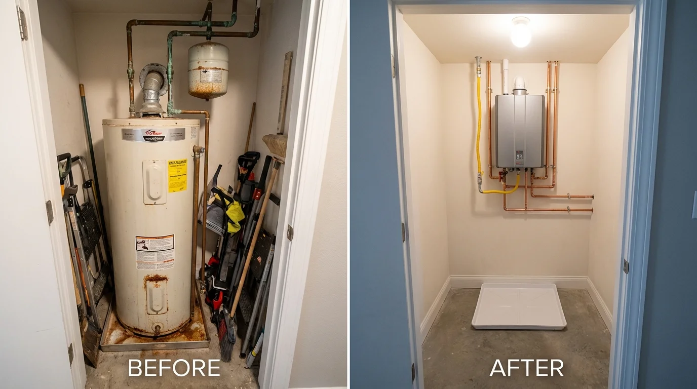 Tank water heater versus wall-mounted tankless unit comparison for Blakely, GA homeowners